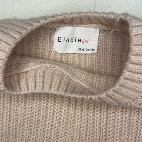 Elodie Girl Pink and White Knit Sweater - Picture 3 of 4